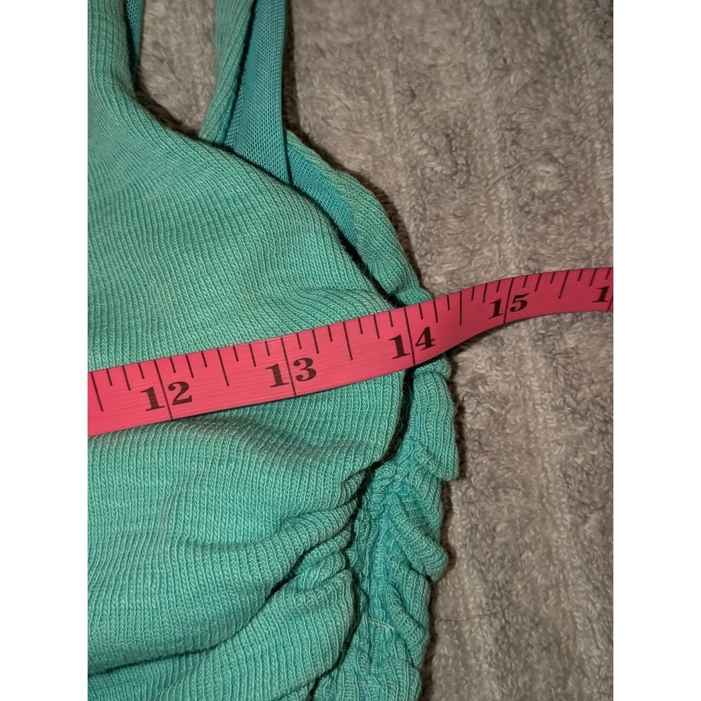 Free People Tie Strap Tank Top Ruched Sleeveless Turquoise‎ Blue XS